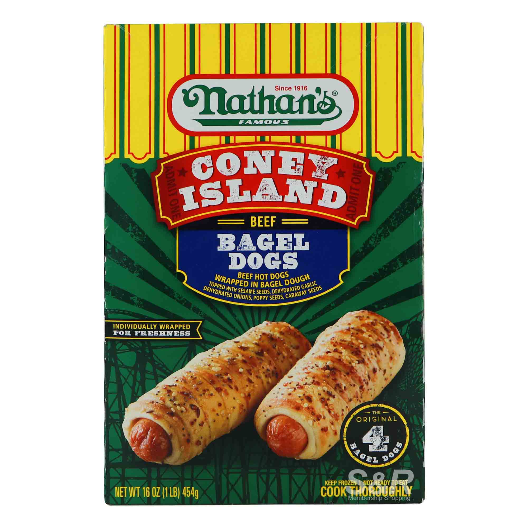 Nathan's Famous Coney Island Beef Bagel Dogs 454g Nathan's Famous Coney Island Beef Bagel Dogs 454g